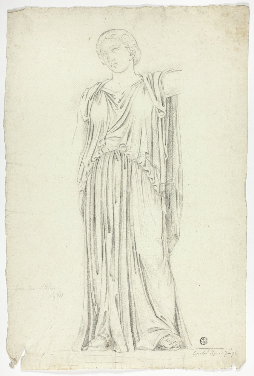Estatua antigua de mujer de pie con túnica de John Downman