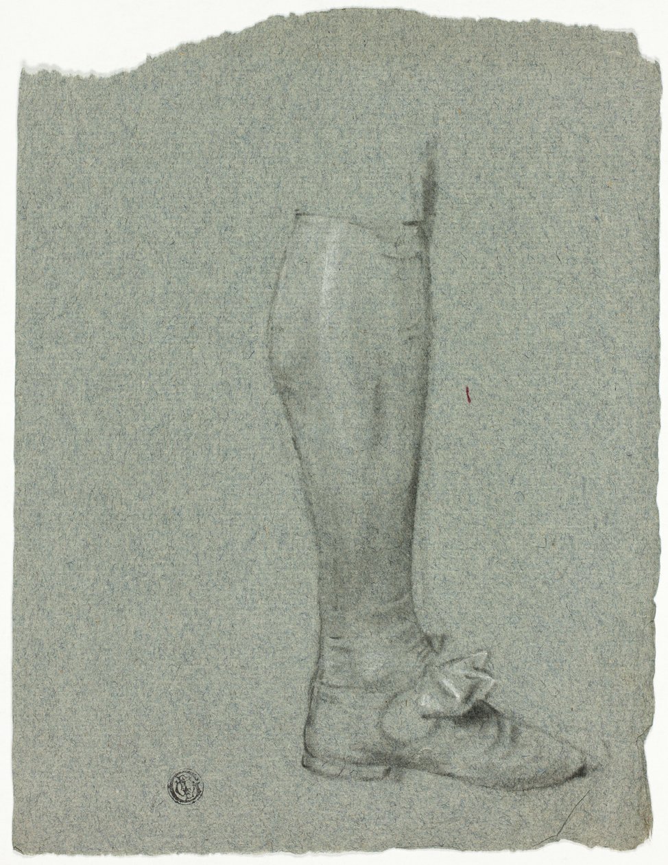 Pierna de figura de pie (anverso); boceto de zapatos (reverso) de John Downman