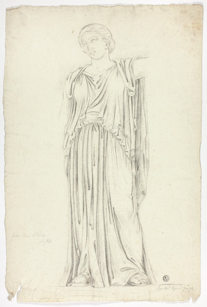 Estatua antigua de mujer de pie con túnica de John Downman