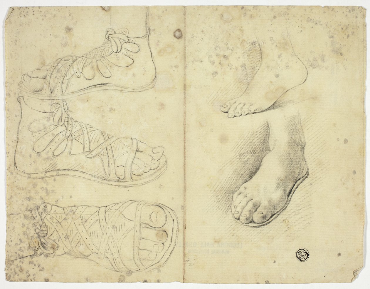 Dos pies descalzos y tres con sandalias de John Downman