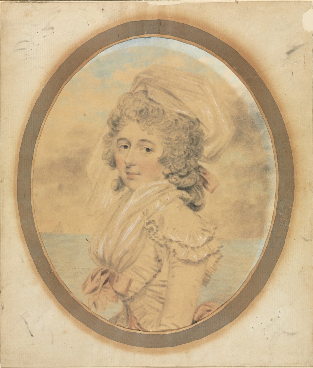 Joven dama con un lazo rosa en su corpiño, 1792 de John Downman