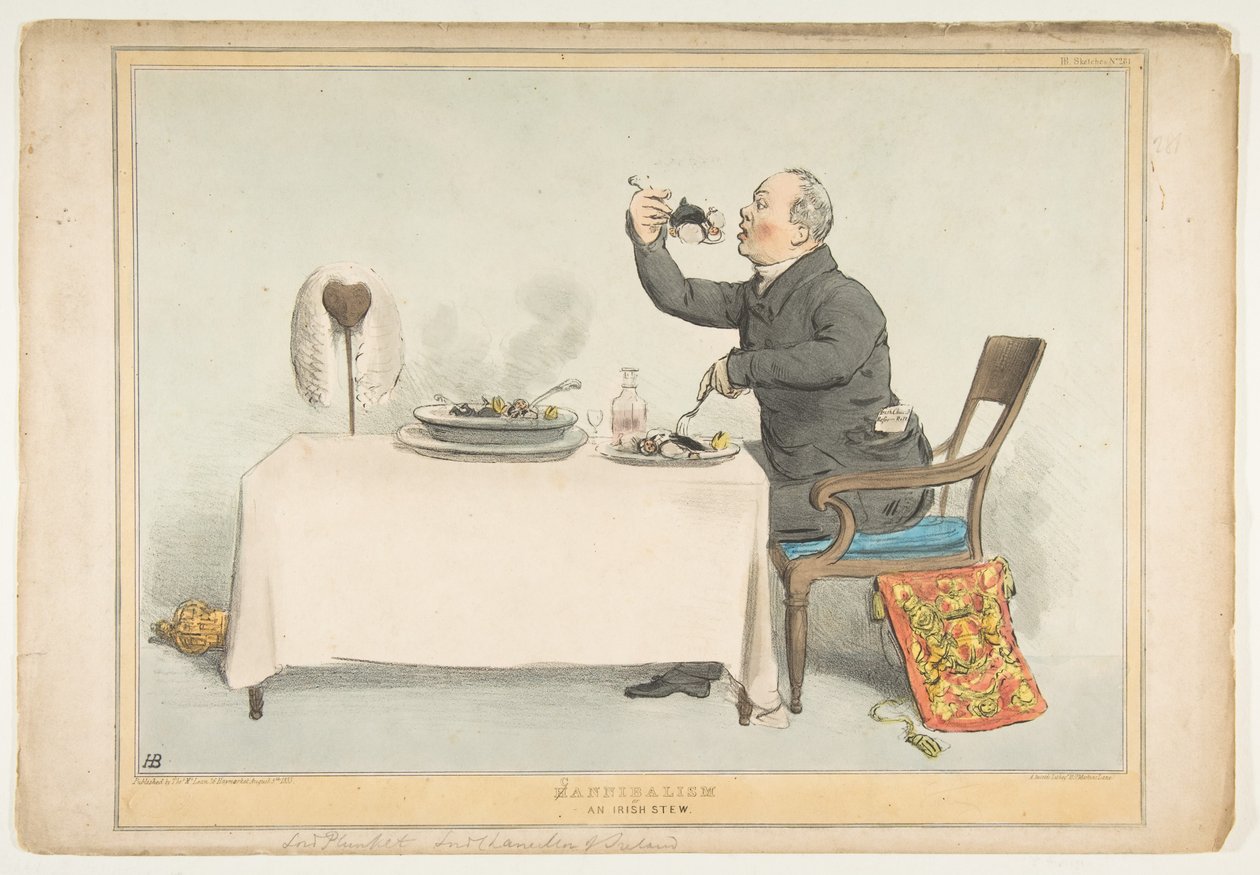 Canibalismo o un Estofado Irlandés, 5 de agosto de 1833 de John Doyle
