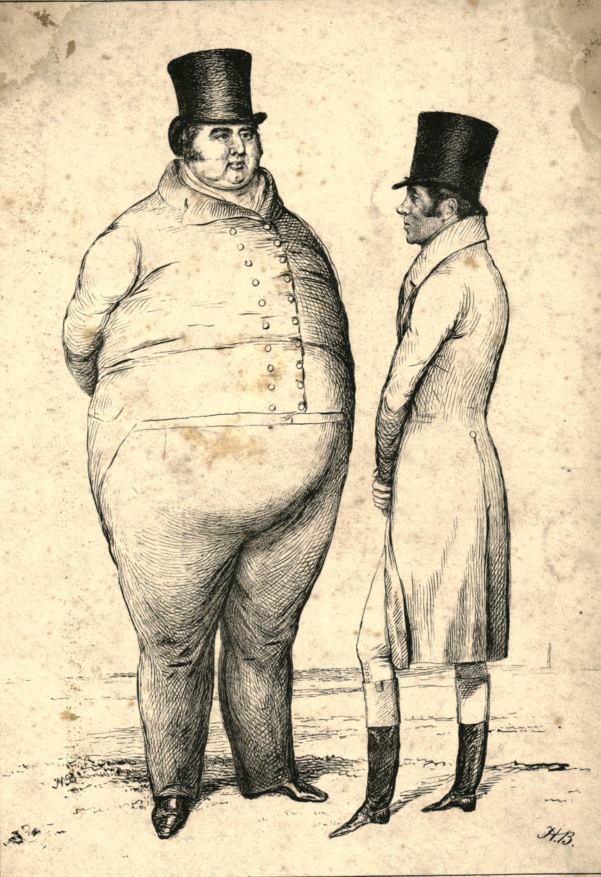 Dos Personajes de Gran Peso en el Césped. Consulta: ¿Cuál es el más pesado?, 1829 de John Doyle