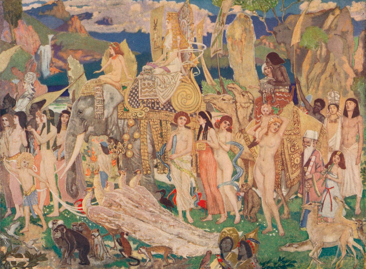 Marfil, monos y pavos reales La Reina de Saba, c1909 de John Duncan