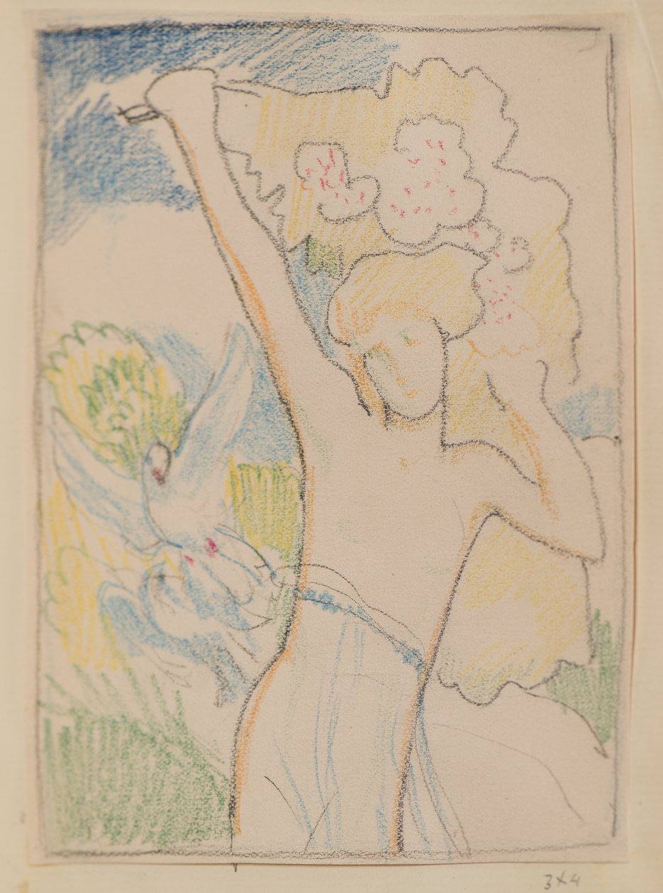 Sin título [Figura femenina y palomas] de John Duncan