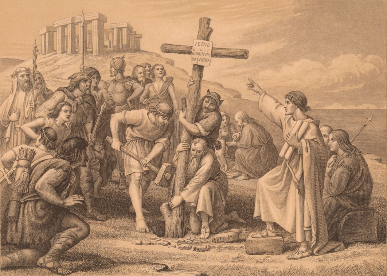 La Primera Predicación del Cristianismo en Gran Bretaña, c. 1900 de John Easton