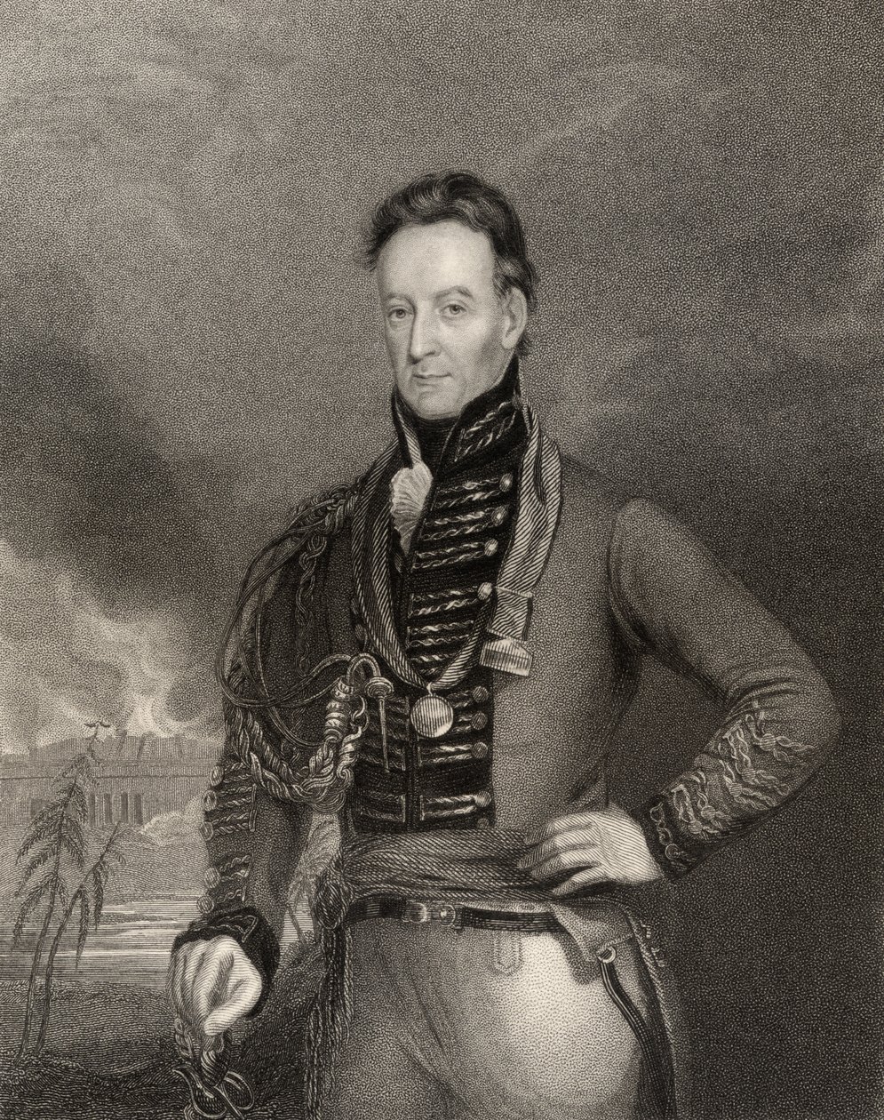 Sir Charles Shipley, Gobernador de Granada, grabado por H. Cook, de 
