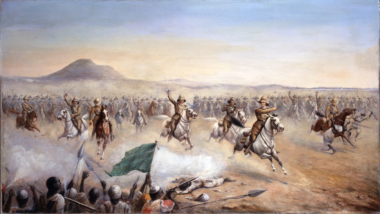 La carga del 21º de Lanceros en Omdurman, 2 de septiembre de 1898 (óleo sobre lienzo) de John Edward Chapman Mathews