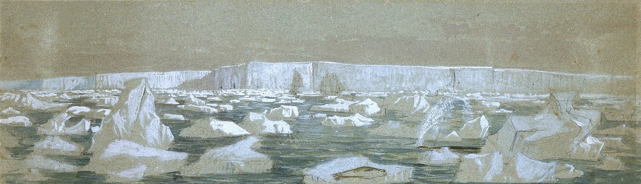 Parte de la Barrera Polar Sur, 2 de febrero de 1841 (acuarela) de John Edward Davis