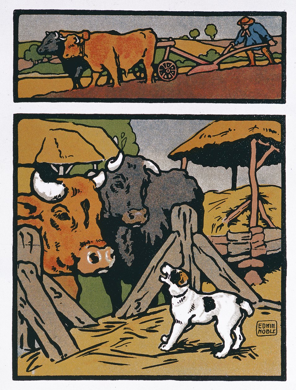 Ilustración de El perro y la vaca, de las "Fábulas" de Jean de La Fontaine (1621-95) (grabado en color) de John Edwin Noble