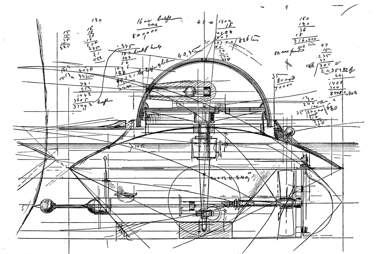 Boceto de John Ericsson para su barco de torreta giratoria Monitor, 1890 de John Ericsson