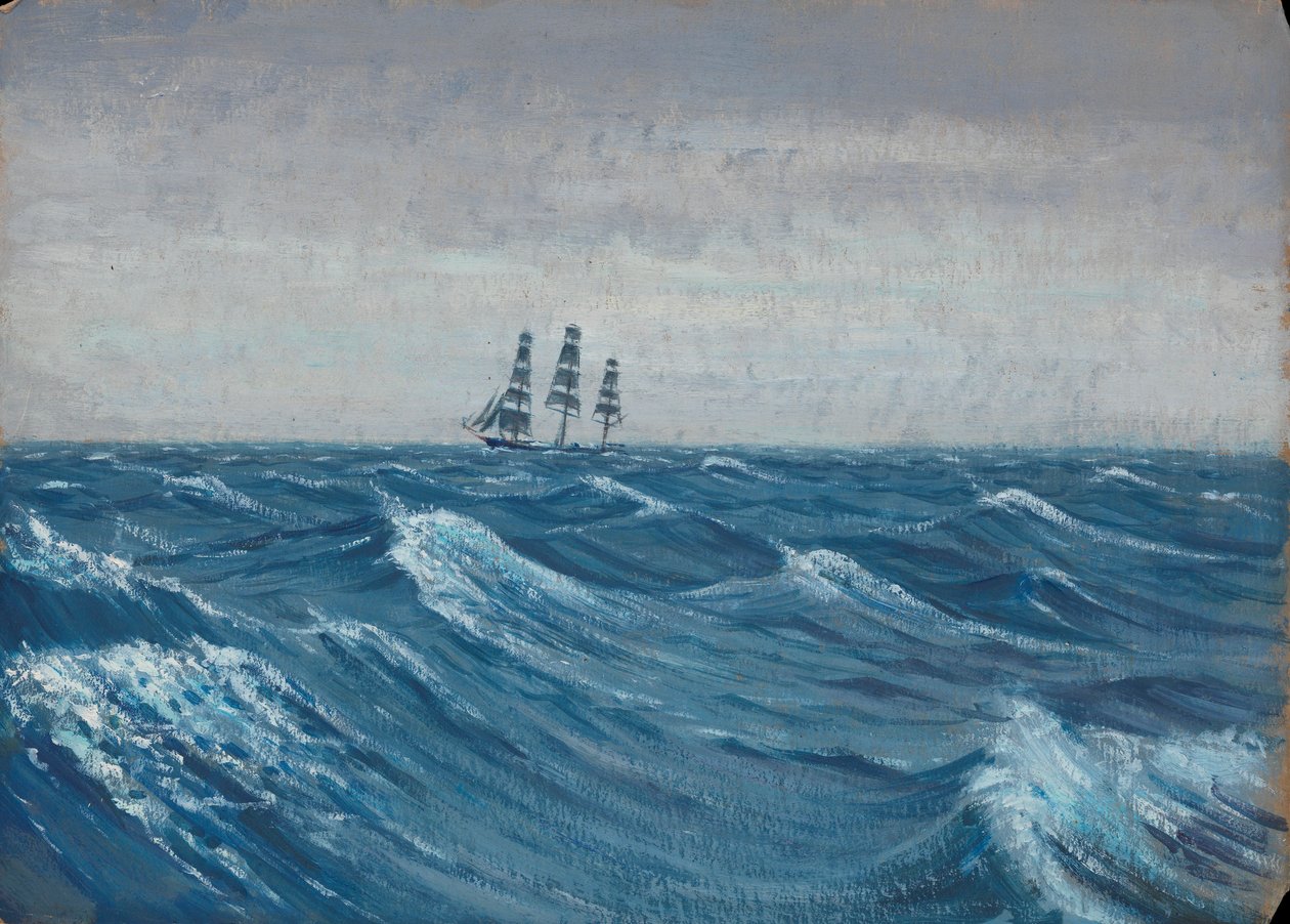 Un velero, finales del siglo XIX - mediados del siglo XX (óleo sobre papel) de John Everett