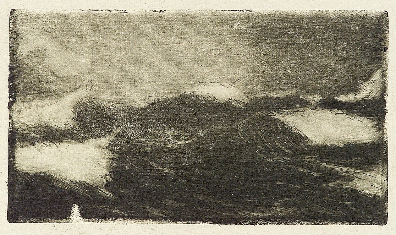 Paisaje marino - rodillos gris-negro 1, siglo XX (aguafuerte) de John Everett