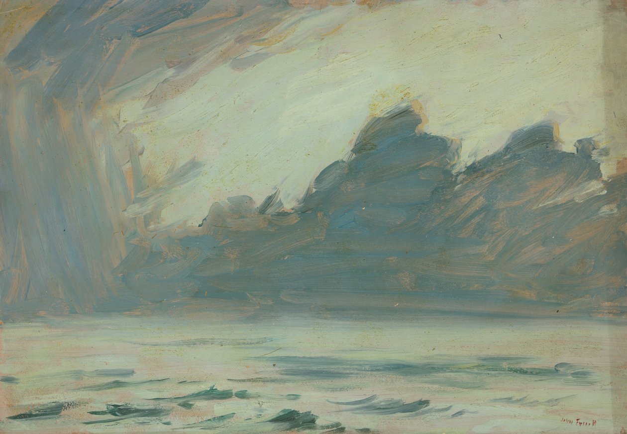 Paisaje marino, Finales del siglo XIX - mediados del siglo XX (óleo sobre papel) de John Everett