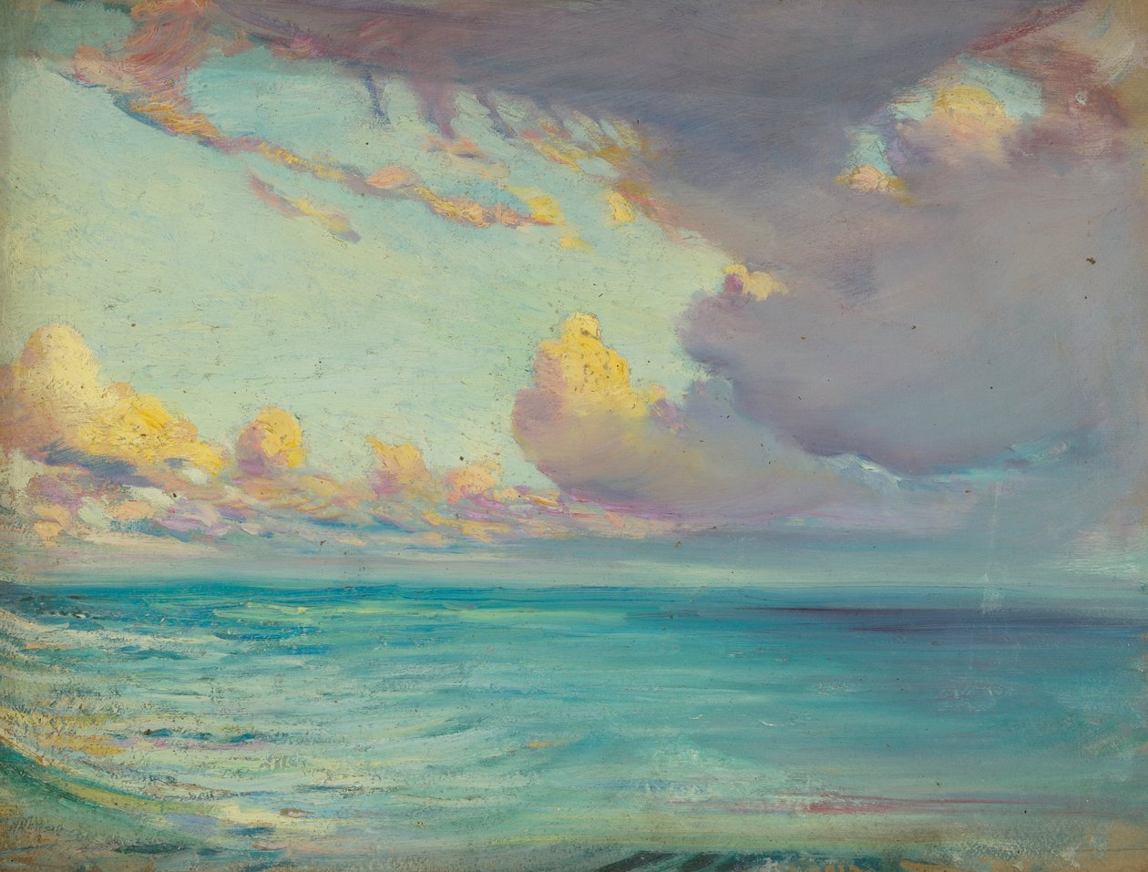 Paisaje marino, Finales del siglo XIX - mediados del siglo XX (óleo sobre papel) de John Everett