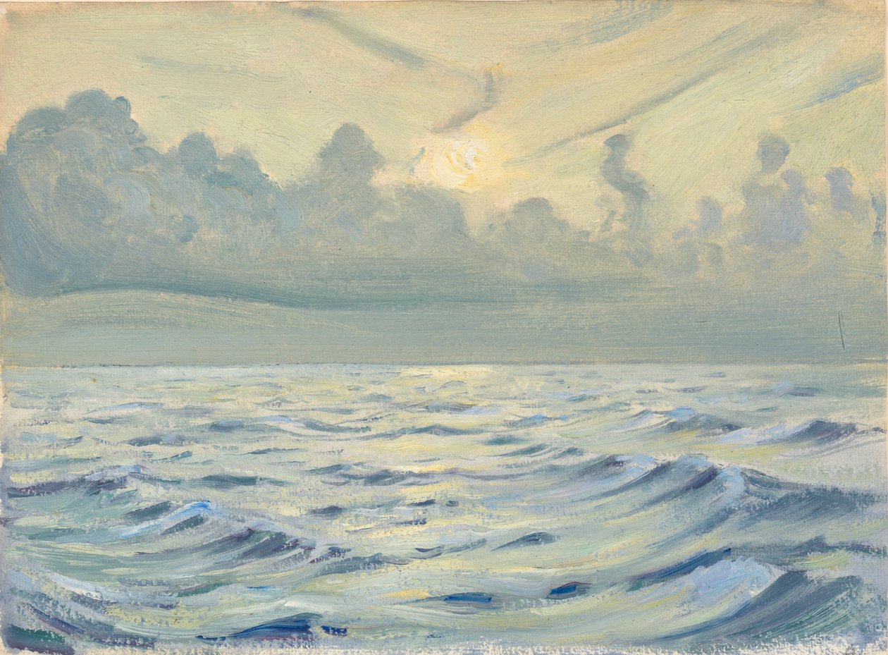 Paisaje marino, finales del siglo XIX - mediados del siglo XX (óleo sobre papel) de John Everett