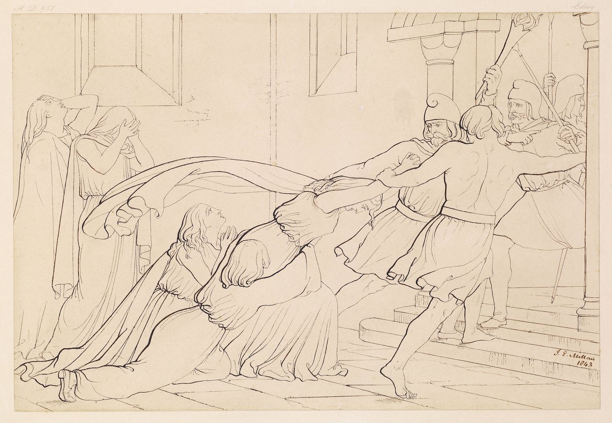 Elgiva capturada por orden del arzobispo Odo, 1843 de John Everett Millais