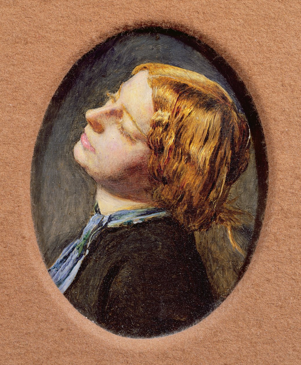 Cabeza de Mariana, estudio para Mariana en la Granja con Foso de John Everett Millais