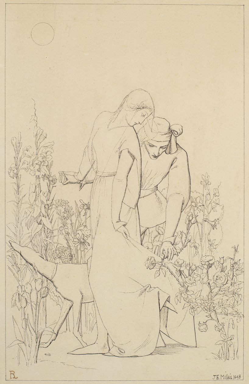 Amantes junto a un rosal, 1848 de John Everett Millais