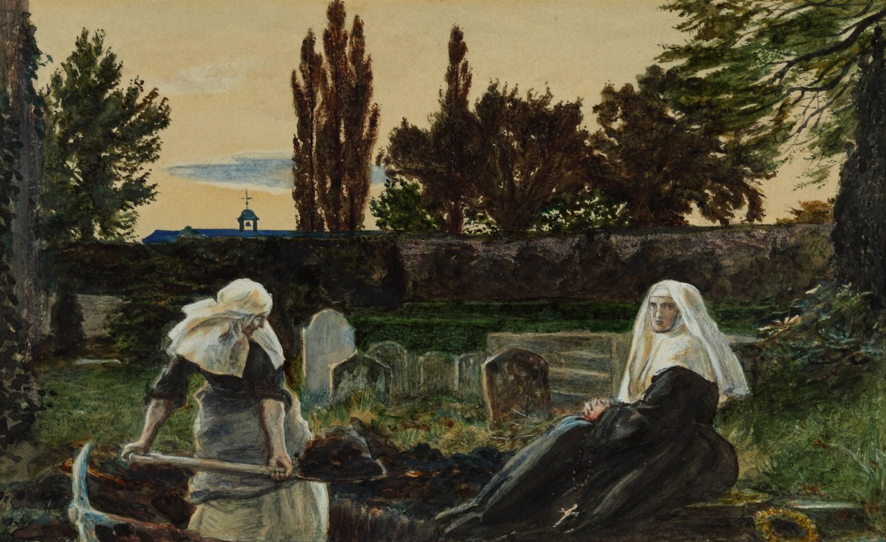 Estudio para "El valle del descanso" (acuarela, gouache y goma arábiga sobre papel) de John Everett Millais