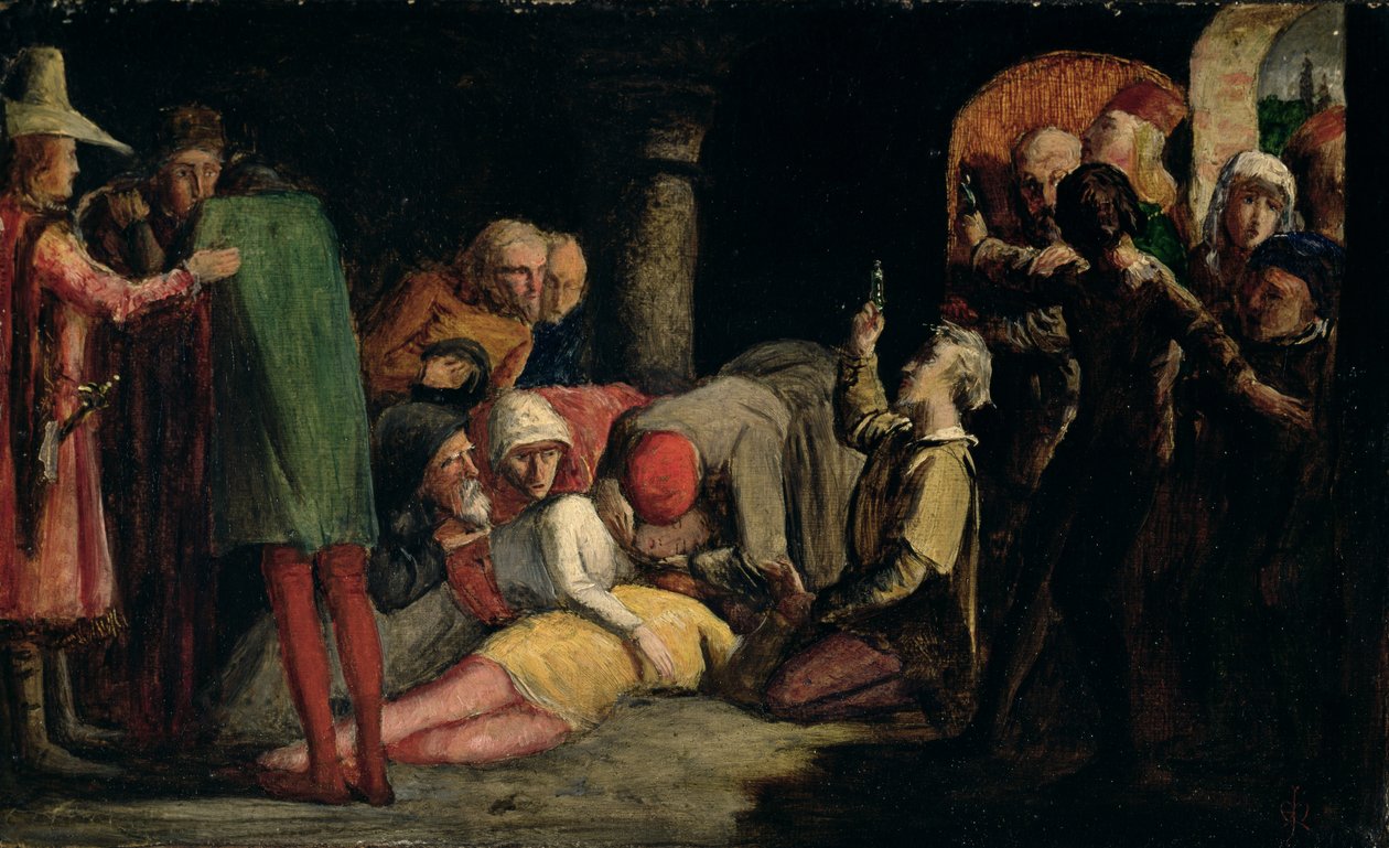 La muerte de Romeo y Julieta, c.1848 (óleo sobre cartón fresado) de John Everett Millais
