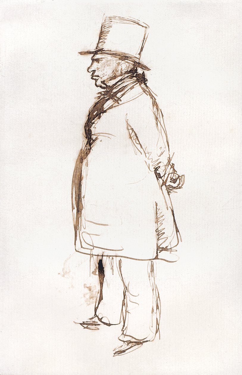 Turner On Varnishing Day At The Royal Academy (pluma y tinta marrón sobre papel blanco) de John Everett Millais