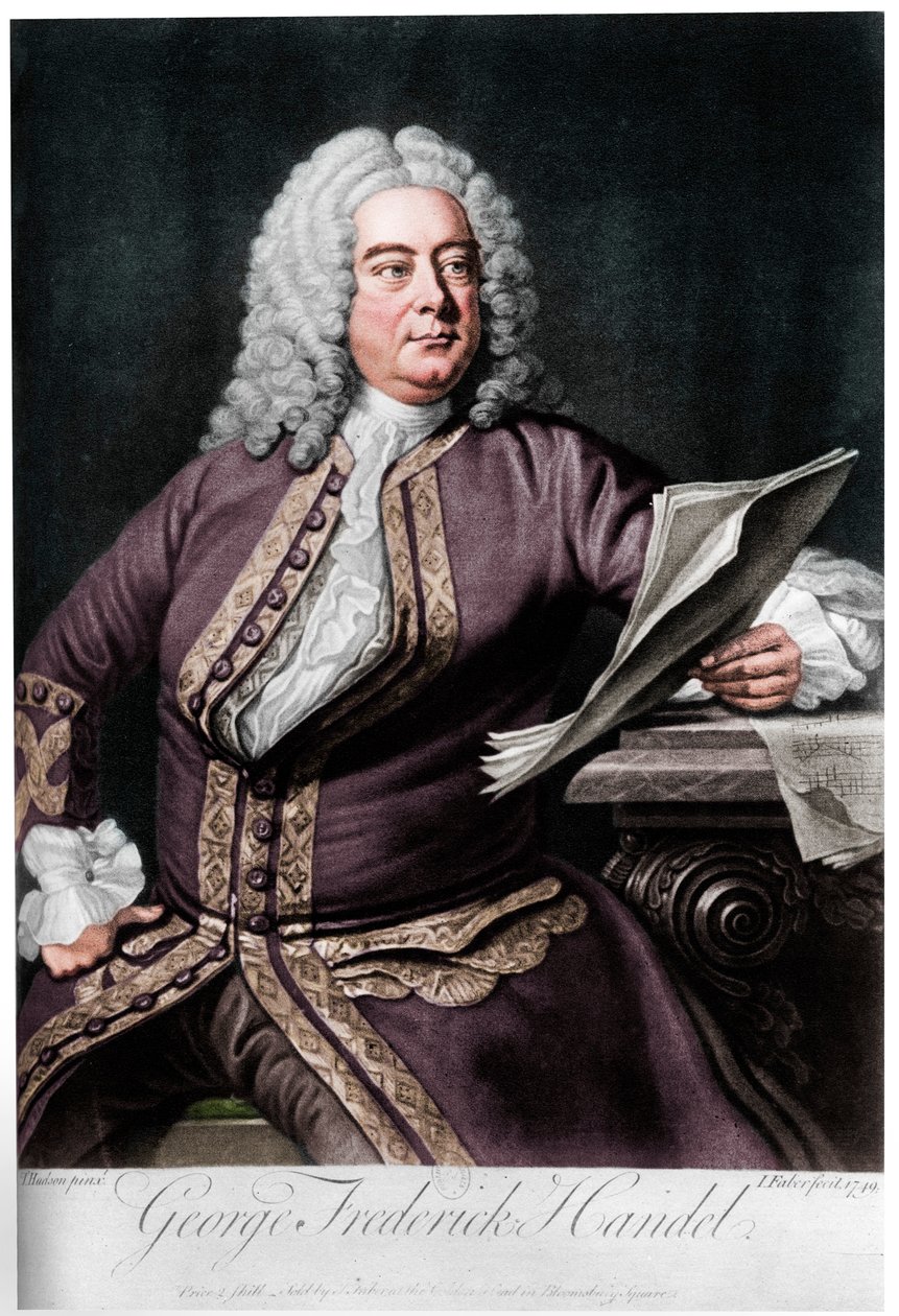 George Frideric Handel, compositor barroco británico de origen alemán, 1749 de John Faber the younger