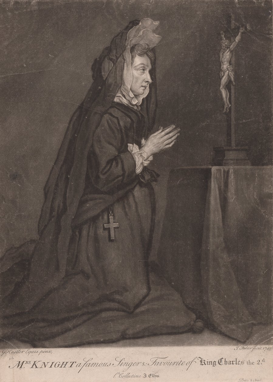 La Sra. Knight, famosa cantante y favorita del rey Carlos II de John Faber the younger