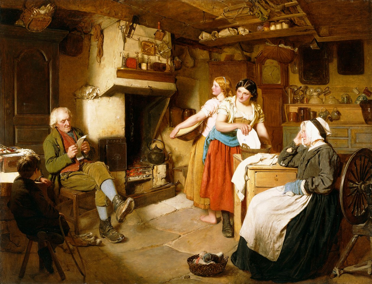 Una familia en un interior de John Faed