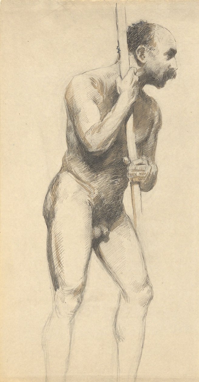 Desnudo masculino con un poste de John Ferguson Weir