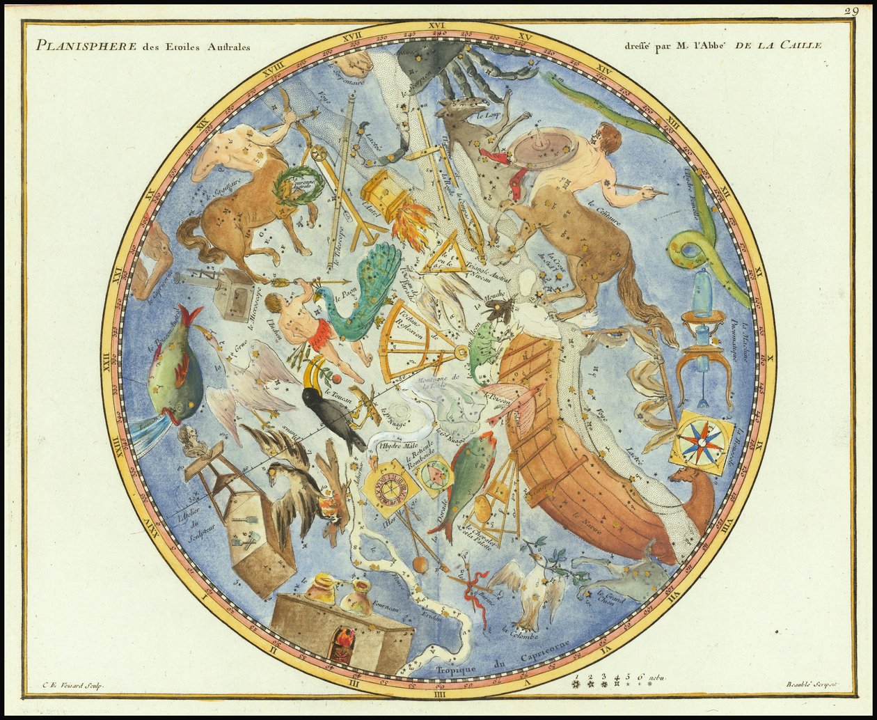 1776 - John Flamsteed - Planisphere des Etoiles Australes de John Flamsteed
