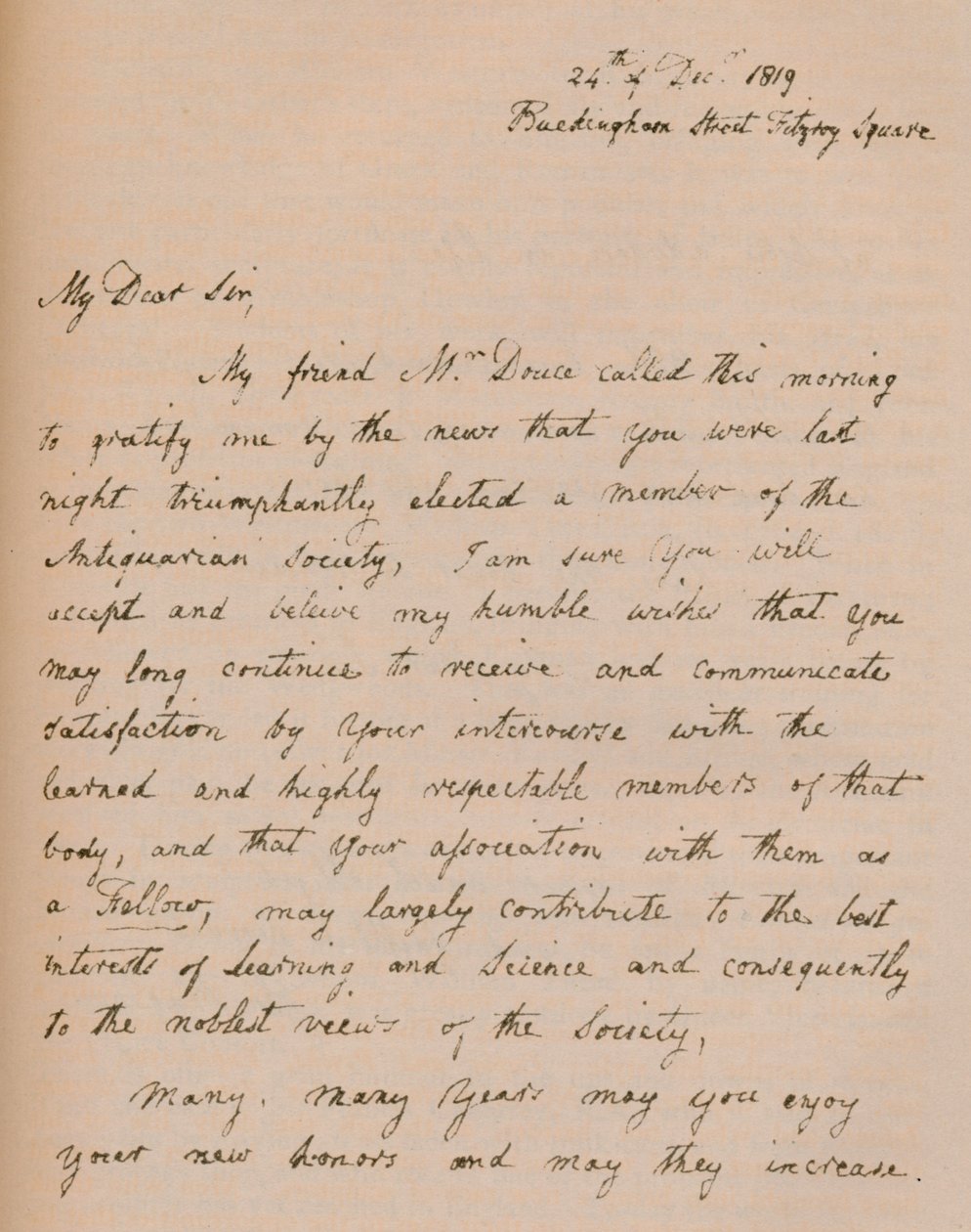 Una carta de John Flaxman, 24 de diciembre de 1819, 1904 de John Flaxman