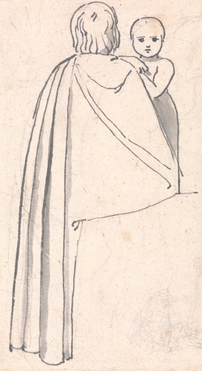 Vista trasera de una mujer con un niño mirando por encima del hombro de John Flaxman