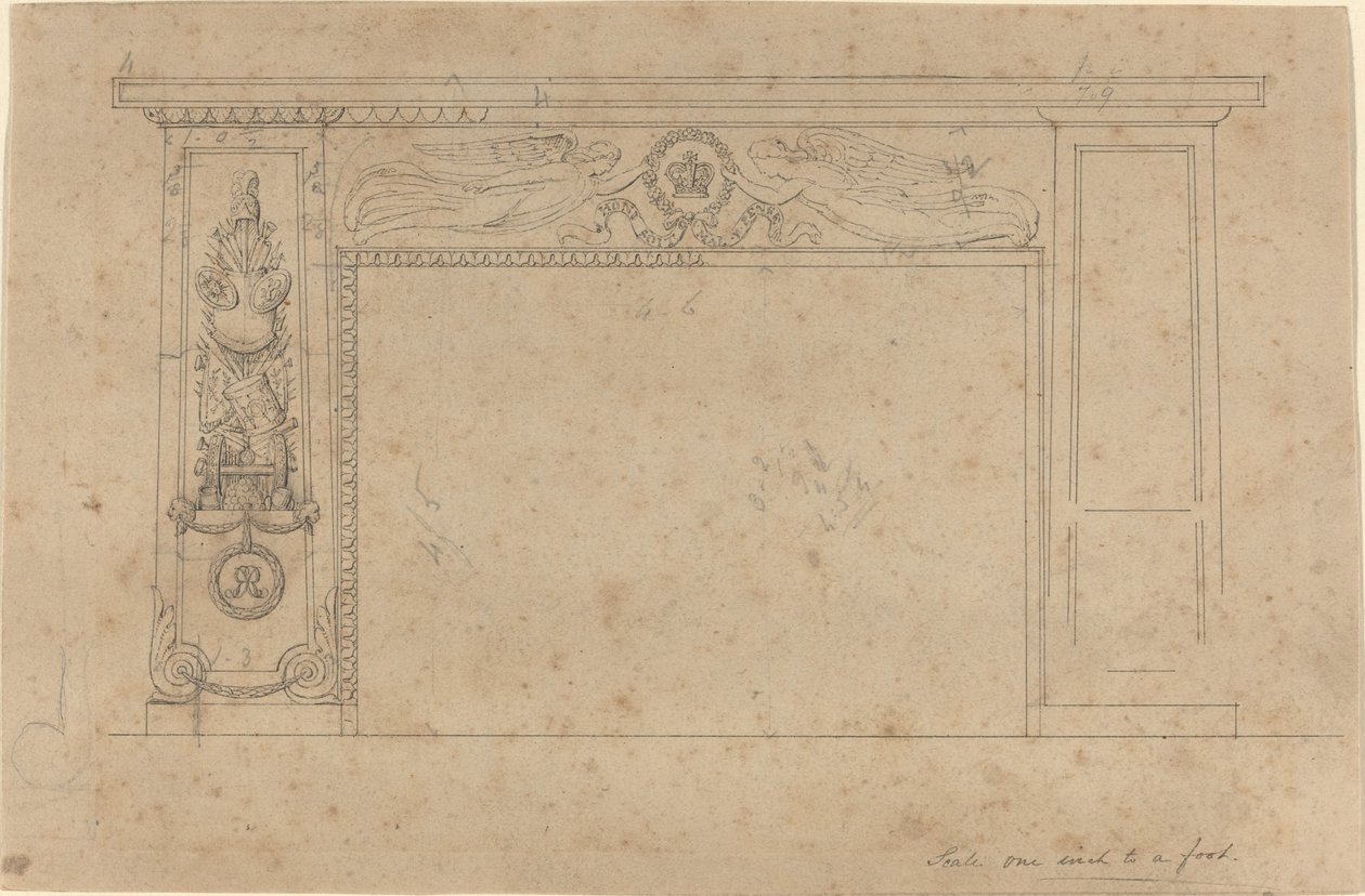 Diseño para la Chimenea en la Sala del Trono, Palacio de Buckingham de John Flaxman