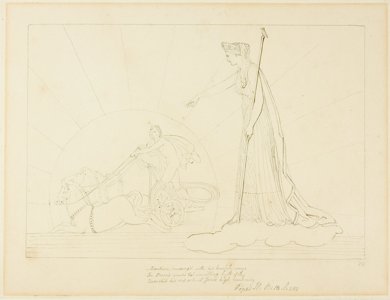 Juno ordena la puesta de Sol de John Flaxman