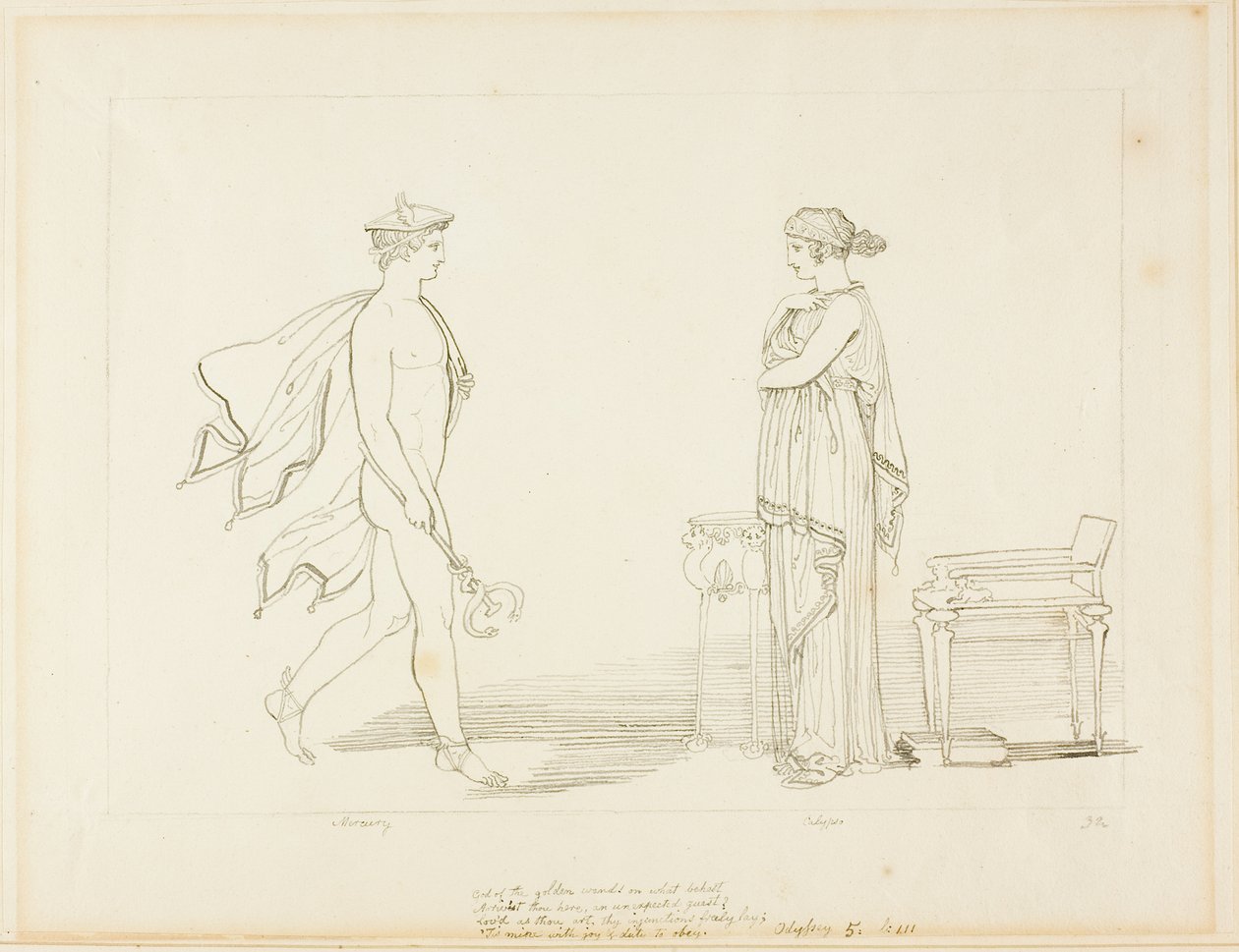 Mercurio y Calipso de John Flaxman