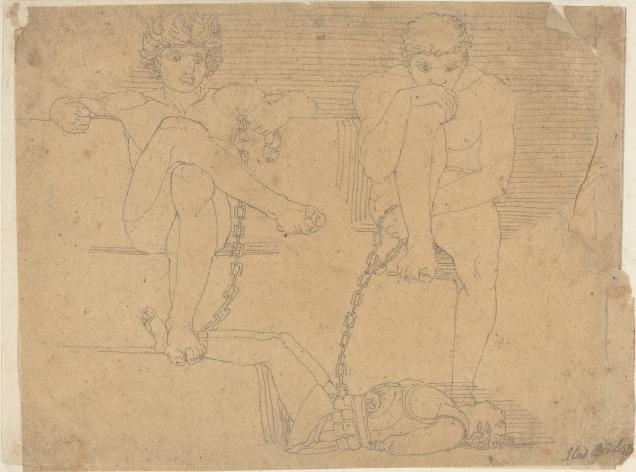 Oto y Efialtes Sosteniendo a Marte Cautivo de John Flaxman
