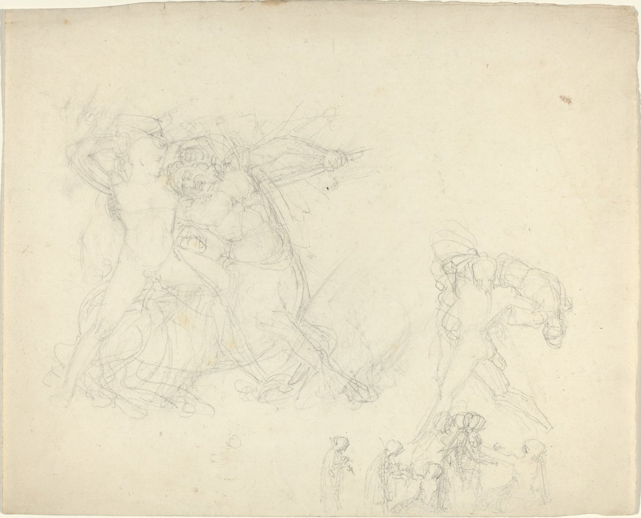 Hoja de estudios, incluyendo un hombre luchando con un centauro de John Flaxman