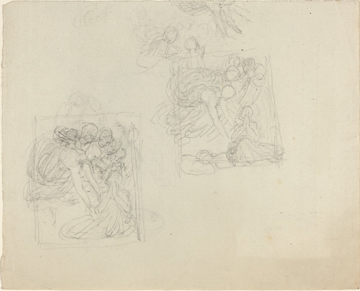 Estudios para un monumento con ángeles alcanzando a una figura orante [recto y verso] de John Flaxman