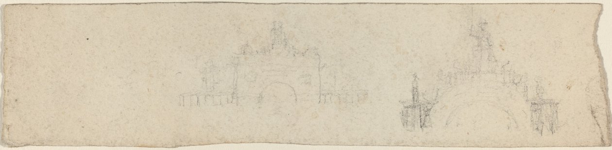 Estudios para un arco triunfal coronado por Britannia [recto y verso] de John Flaxman