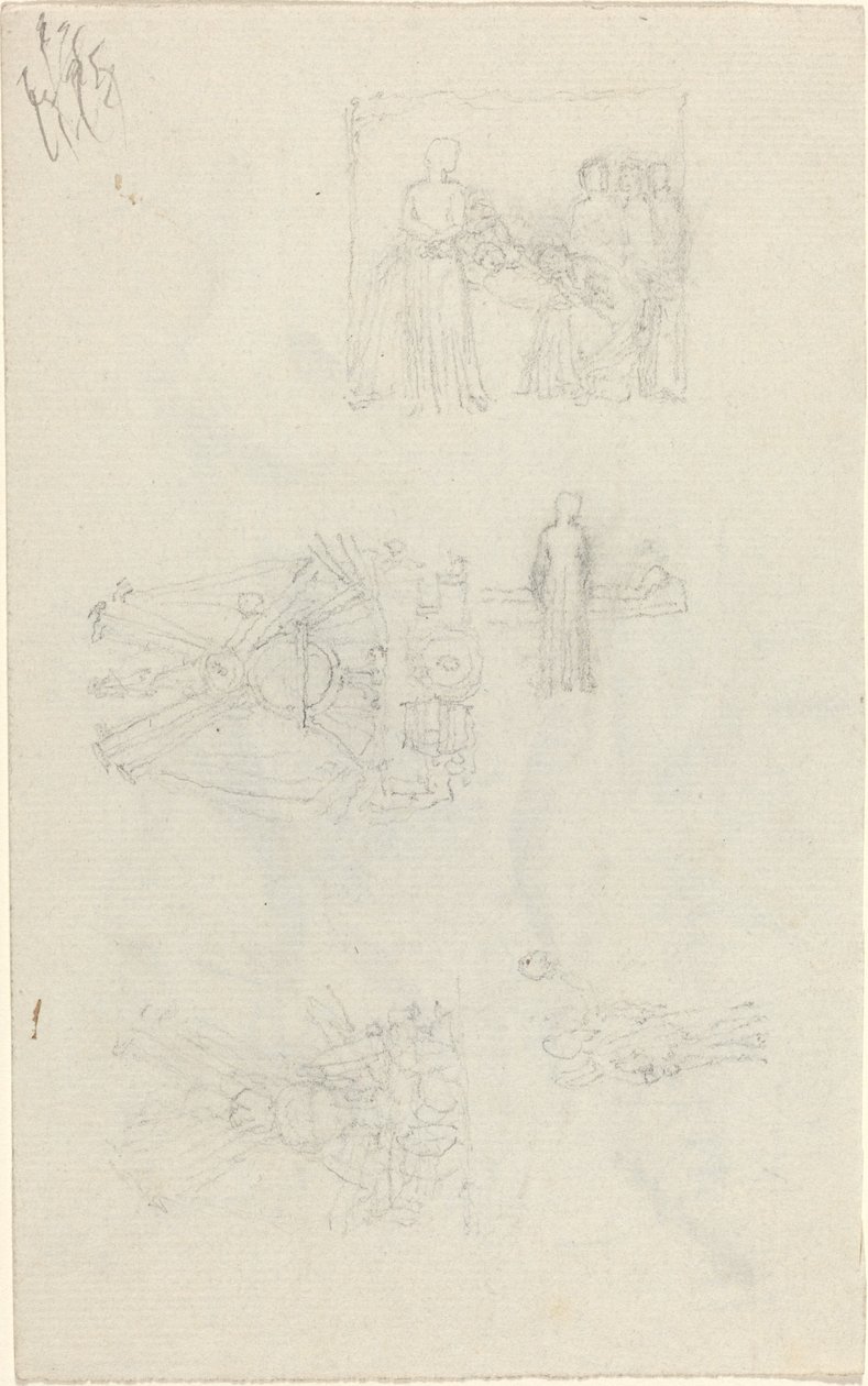 Estudios de un lecho de enfermo y decoraciones para la fachada del Palacio de Buckingham (recto y verso) de John Flaxman