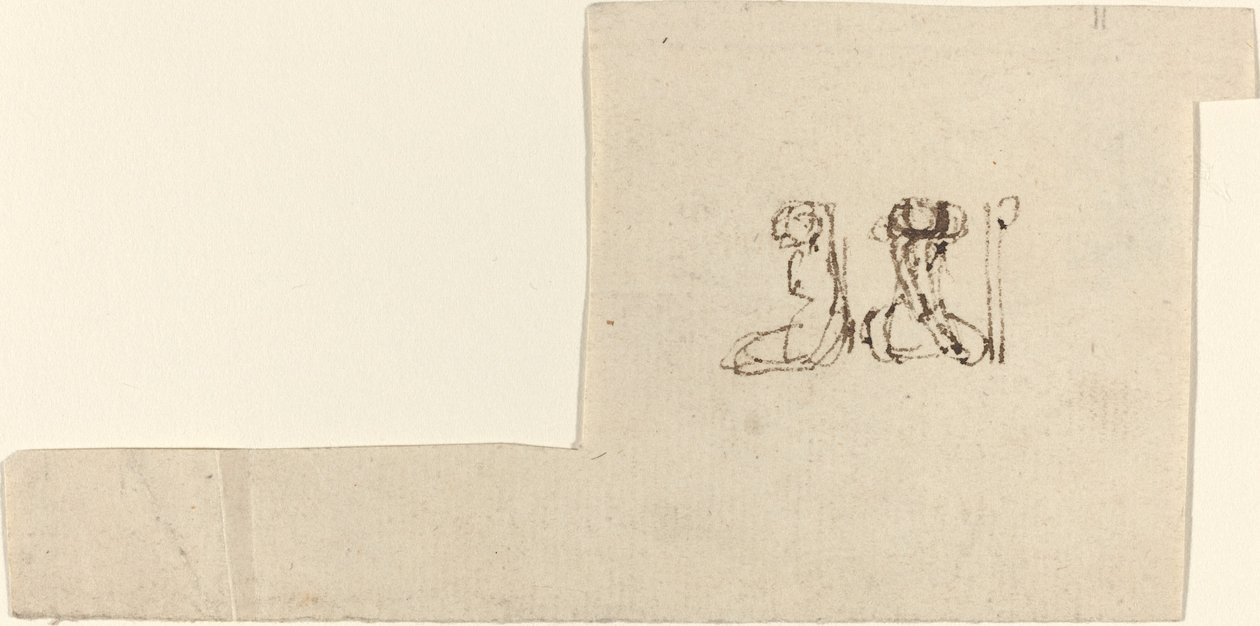 Dos figuras femeninas sentadas con los brazos levantados sobre la cabeza de John Flaxman