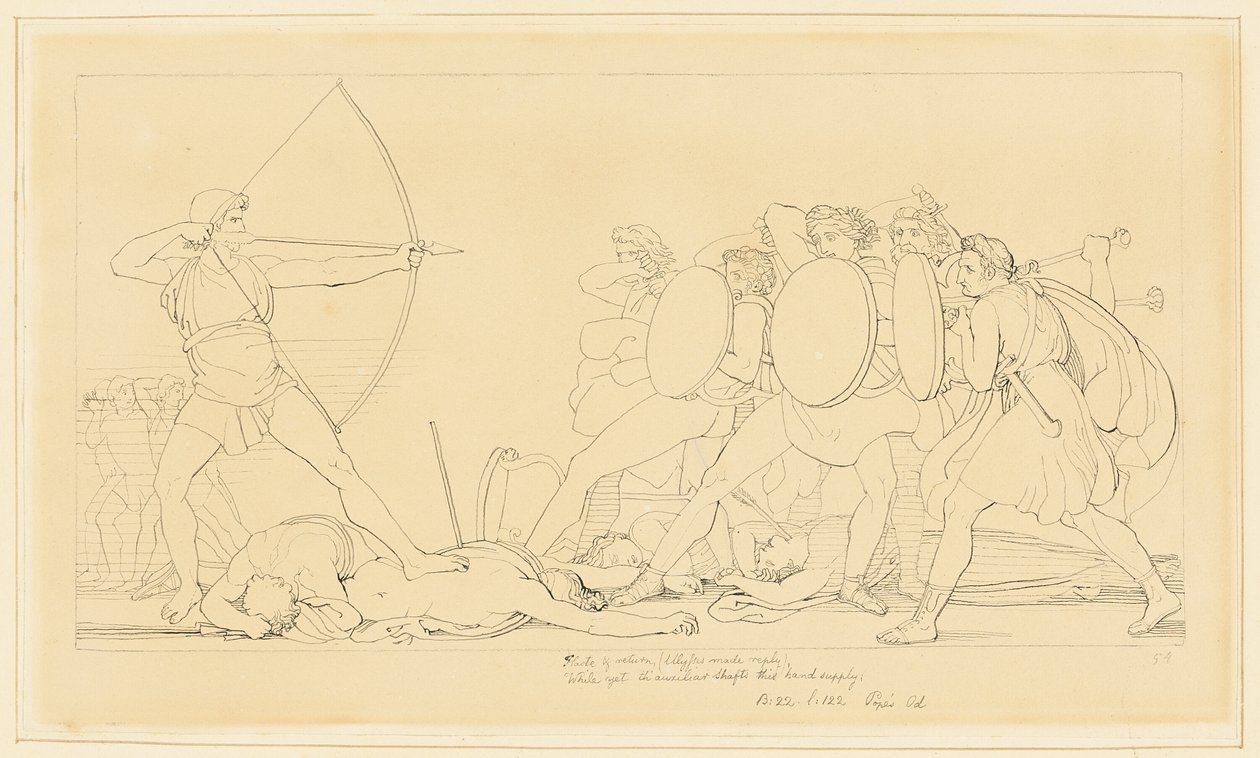 Ulises mata a los pretendientes de John Flaxman