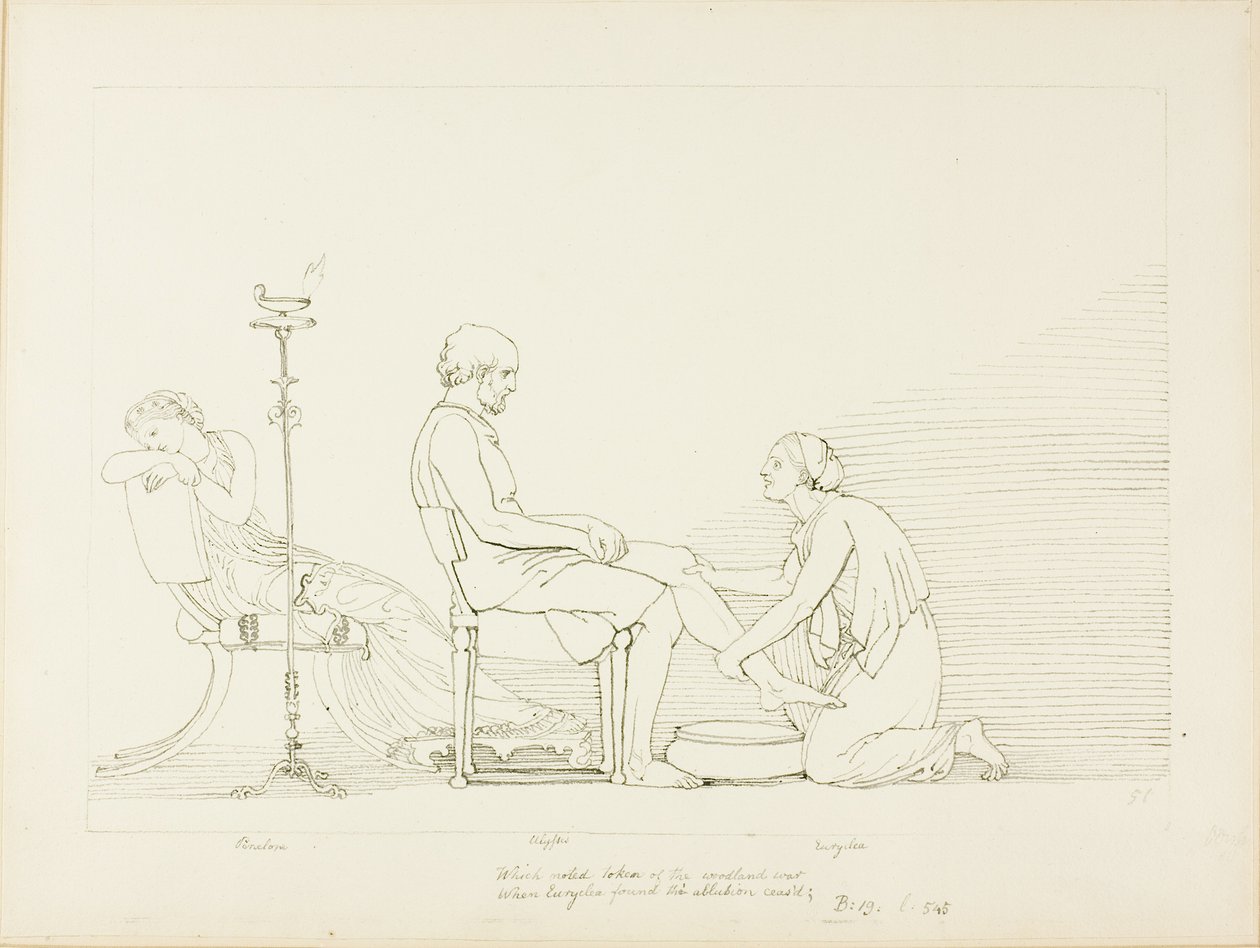 Ulises, Penélope y Euríclea de John Flaxman
