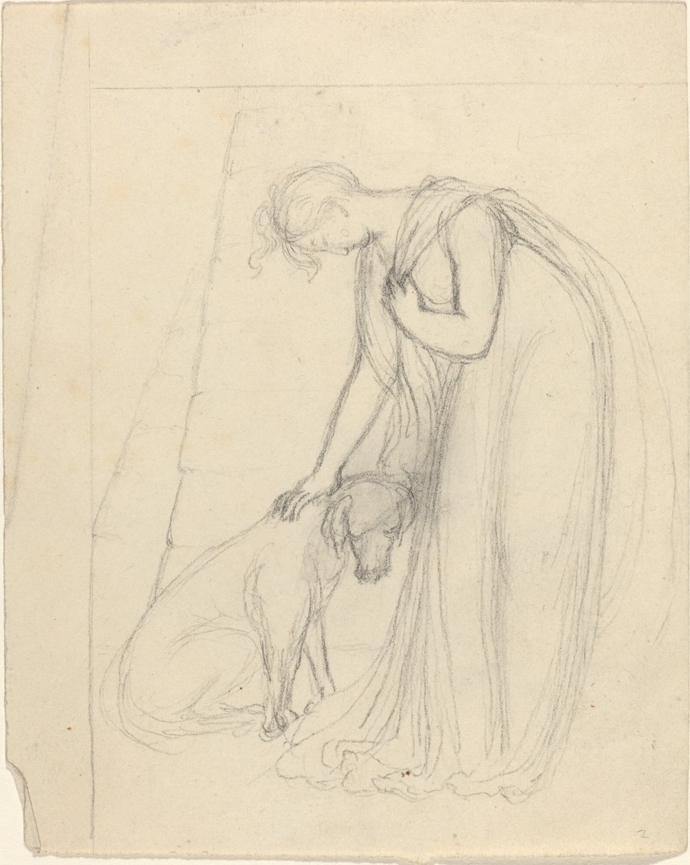 Mujer acariciando a un perro de John Flaxman
