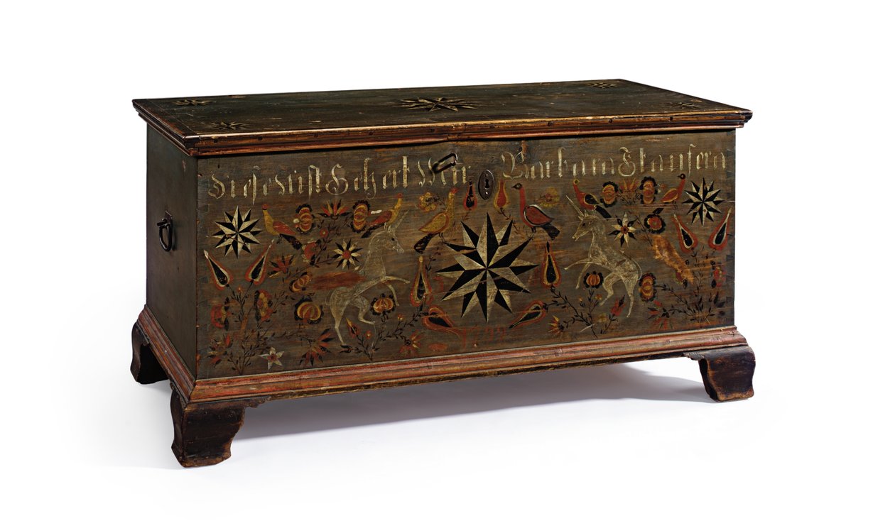 Cofre decorado hecho para Barbara Stauffer, Rapho Township, Condado de Lancaster, Pensilvania, EE.UU., 1799 de John Flory