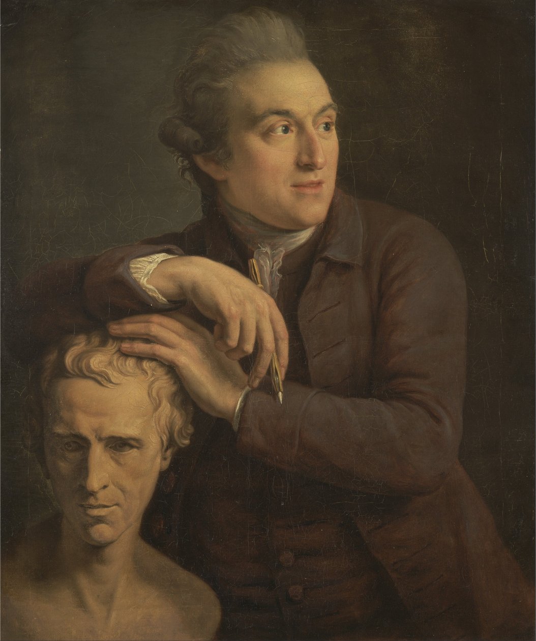 Joseph Nollekens con su busto de Laurence Sterne de John Francis Rigaud