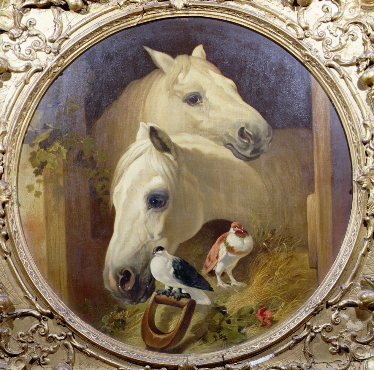 Caballos junto a la puerta de un establo de John Frederick Herring Snr