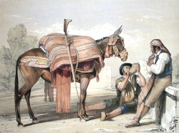 Campesinos itinerantes con una mula, Andalucía de John Frederick (after) Lewis