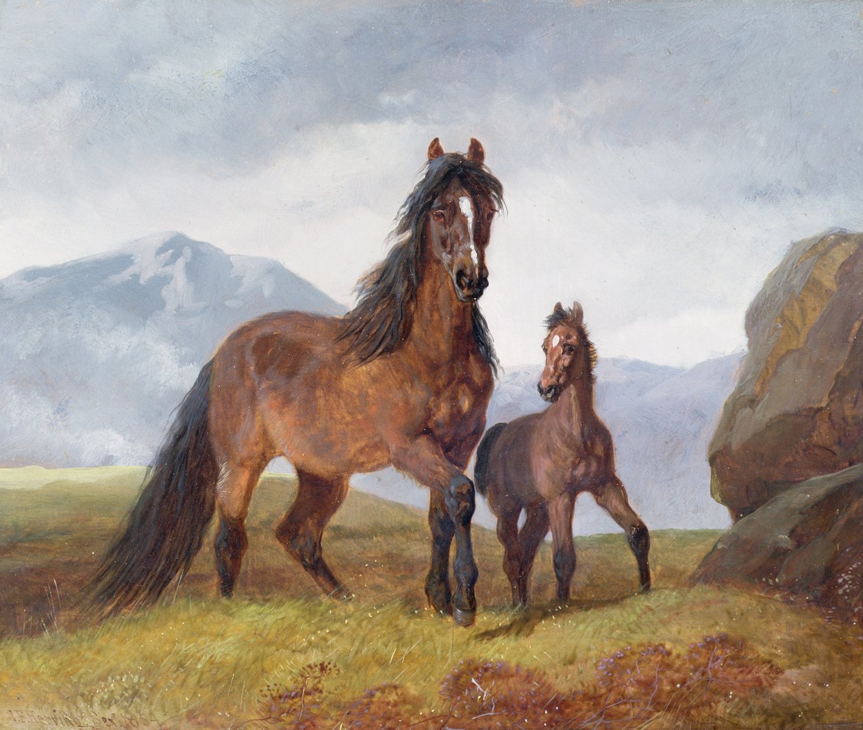 Yegua y potro de montaña galesa, 1854 de John Frederick Herring Senior